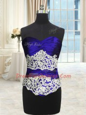 Royal Blue Ball Gowns Taffeta and Tulle Sweetheart Sleeveless Beading and Lace and Appliques and Ruching and Pick Ups Floor Length Lace Up Quinceanera Gown