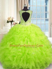 Colorful V-neck Sleeveless Zipper Quinceanera Dress Organza