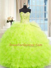 Luxury Three Piece Sleeveless Beading and Ruffles Floor Length 15 Quinceanera Dress