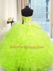 Luxury Three Piece Sleeveless Beading and Ruffles Floor Length 15 Quinceanera Dress