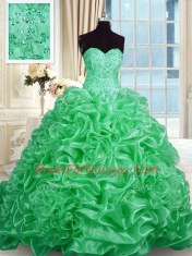 Green Sweetheart Neckline Beading Sweet 16 Quinceanera Dress Sleeveless Lace Up