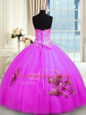 Customized Floor Length Ball Gowns Sleeveless Fuchsia 15th Birthday Dress Lace Up