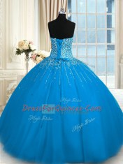 Teal 15th Birthday Dress Military Ball and Sweet 16 and Quinceanera and For with Beading and Ruffles Sweetheart Sleeveless Lace Up