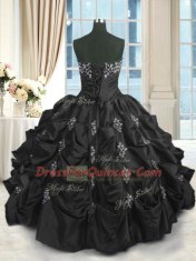 Designer Taffeta Sleeveless Floor Length Sweet 16 Quinceanera Dress and Beading and Lace and Appliques and Pick Ups