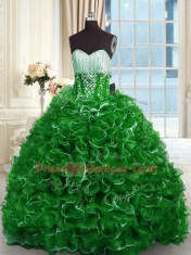 On Sale Sweetheart Sleeveless Brush Train Lace Up Sweet 16 Quinceanera Dress Green Organza