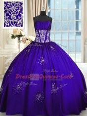 Deluxe Sleeveless Beading and Appliques and Ruching Lace Up Sweet 16 Dresses