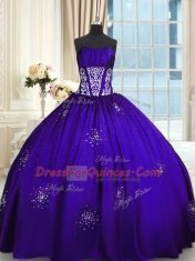 Deluxe Sleeveless Beading and Appliques and Ruching Lace Up Sweet 16 Dresses