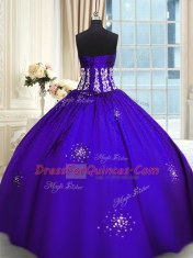 Deluxe Sleeveless Beading and Appliques and Ruching Lace Up Sweet 16 Dresses