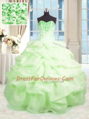 Captivating Ball Gowns Beading and Ruffles Quinceanera Gown Lace Up Organza Sleeveless Floor Length