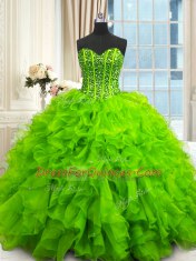 Sleeveless Beading and Ruffles and Sequins Floor Length Sweet 16 Dress