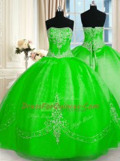 Designer Floor Length Sweet 16 Quinceanera Dress Strapless Sleeveless Lace Up