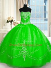 Designer Floor Length Sweet 16 Quinceanera Dress Strapless Sleeveless Lace Up