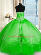 Designer Floor Length Sweet 16 Quinceanera Dress Strapless Sleeveless Lace Up