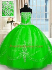 Designer Floor Length Sweet 16 Quinceanera Dress Strapless Sleeveless Lace Up