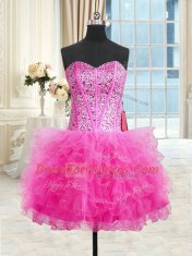 Three Piece Ball Gowns 15 Quinceanera Dress Rose Pink Strapless Tulle Sleeveless Floor Length Lace Up