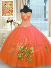 Sweetheart Sleeveless Tulle Quinceanera Dresses Beading and Appliques and Embroidery Lace Up