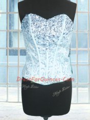 Baby Blue Lace Up Sweetheart Beading and Ruffles Quinceanera Dresses Organza Sleeveless