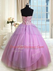 Superior Sweetheart Sleeveless Organza Ball Gown Prom Dress Beading and Ruching Lace Up