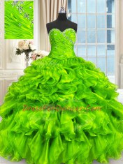 Hot Selling Quinceanera Dresses Military Ball and Sweet 16 and Quinceanera and For with Beading and Ruffles and Ruching Sweetheart Sleeveless Lace Up