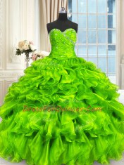 Hot Selling Quinceanera Dresses Military Ball and Sweet 16 and Quinceanera and For with Beading and Ruffles and Ruching Sweetheart Sleeveless Lace Up