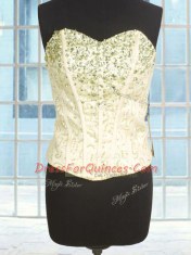 Floor Length Lace Up Sweet 16 Dress Champagne for Military Ball and Sweet 16 and Quinceanera with Beading and Ruffles