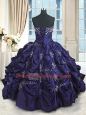 New Style Pick Ups Dark Purple Sleeveless Taffeta Lace Up 15 Quinceanera Dress for Military Ball and Sweet 16 and Quinceanera