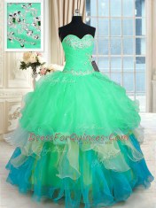 Flare Sweetheart Sleeveless Lace Up Quinceanera Dresses Multi-color Organza
