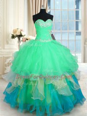 Flare Sweetheart Sleeveless Lace Up Quinceanera Dresses Multi-color Organza