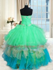 Flare Sweetheart Sleeveless Lace Up Quinceanera Dresses Multi-color Organza