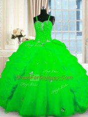Extravagant Spaghetti Straps Sleeveless Organza Vestidos de Quinceanera Beading and Pick Ups Lace Up