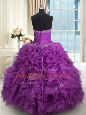 Most Popular Sleeveless Lace Up Floor Length Beading and Ruffles 15th Birthday Dress