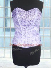 Beading and Ruffles Quinceanera Dress Lavender Lace Up Sleeveless Floor Length