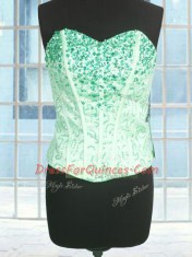 Elegant Apple Green Organza Lace Up Sweetheart Sleeveless Floor Length Quinceanera Gowns Beading and Ruffles