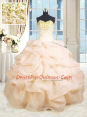 Adorable Sleeveless Lace Up Floor Length Beading and Ruffles 15 Quinceanera Dress