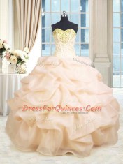 Adorable Sleeveless Lace Up Floor Length Beading and Ruffles 15 Quinceanera Dress