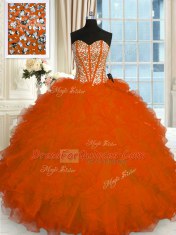 Admirable Floor Length Ball Gowns Sleeveless Red Quinceanera Dresses Lace Up