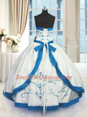 Charming Floor Length White Vestidos de Quinceanera Strapless Sleeveless Lace Up