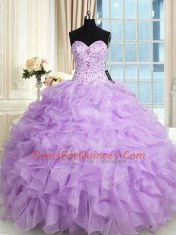 Sleeveless Beading and Ruffles Lace Up 15 Quinceanera Dress