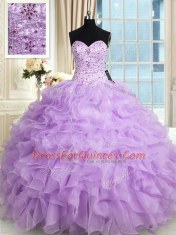 Sleeveless Beading and Ruffles Lace Up 15 Quinceanera Dress