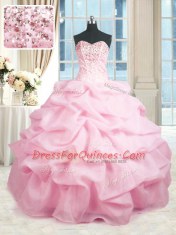 Lovely Floor Length Ball Gowns Sleeveless Pink Ball Gown Prom Dress Lace Up