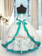 Chic Floor Length White Sweet 16 Quinceanera Dress Strapless Sleeveless Lace Up
