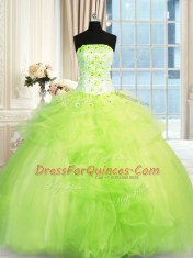 Enchanting Floor Length Quinceanera Gowns Strapless Sleeveless Lace Up