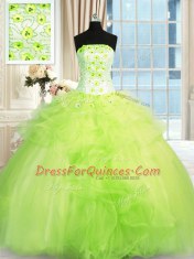 Enchanting Floor Length Quinceanera Gowns Strapless Sleeveless Lace Up