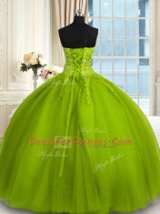 High End Sleeveless Lace Up Floor Length Embroidery Ball Gown Prom Dress
