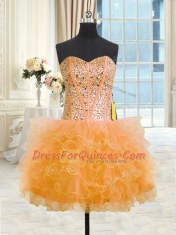 Pretty Three Piece Tulle Sleeveless Floor Length Sweet 16 Dresses and Beading and Ruffles