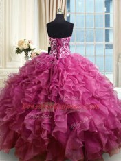Classical Organza Sleeveless Floor Length Quinceanera Gowns and Beading and Ruffles