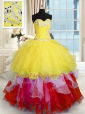 Cheap Ball Gowns Ball Gown Prom Dress Multi-color Sweetheart Organza Sleeveless Floor Length Lace Up