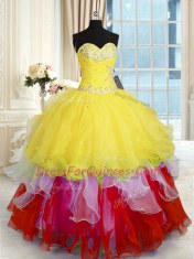 Cheap Ball Gowns Ball Gown Prom Dress Multi-color Sweetheart Organza Sleeveless Floor Length Lace Up