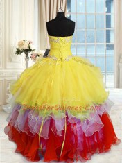 Cheap Ball Gowns Ball Gown Prom Dress Multi-color Sweetheart Organza Sleeveless Floor Length Lace Up