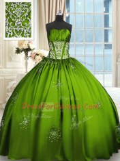 Sleeveless Beading and Appliques and Ruching Lace Up Quinceanera Gowns